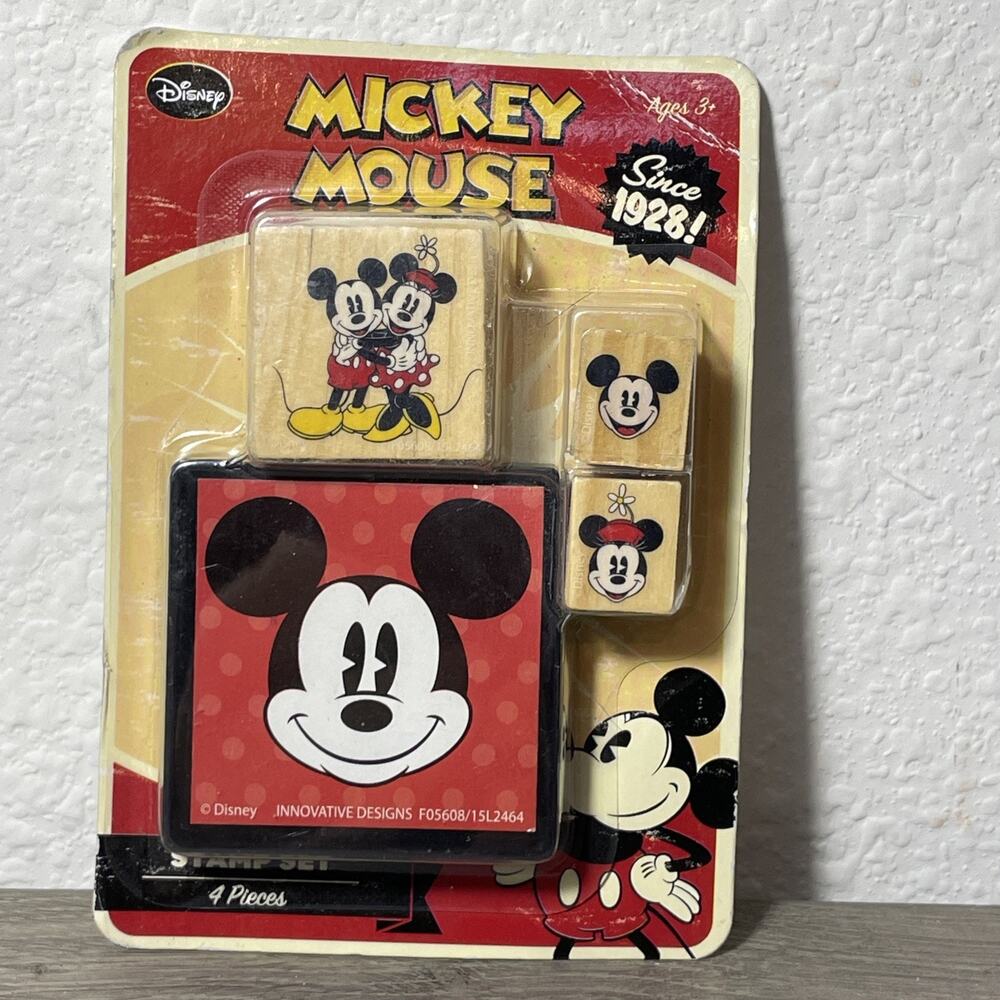 Vintage Disney Mickey Mouse Stamp Set 4 Pieces NEW